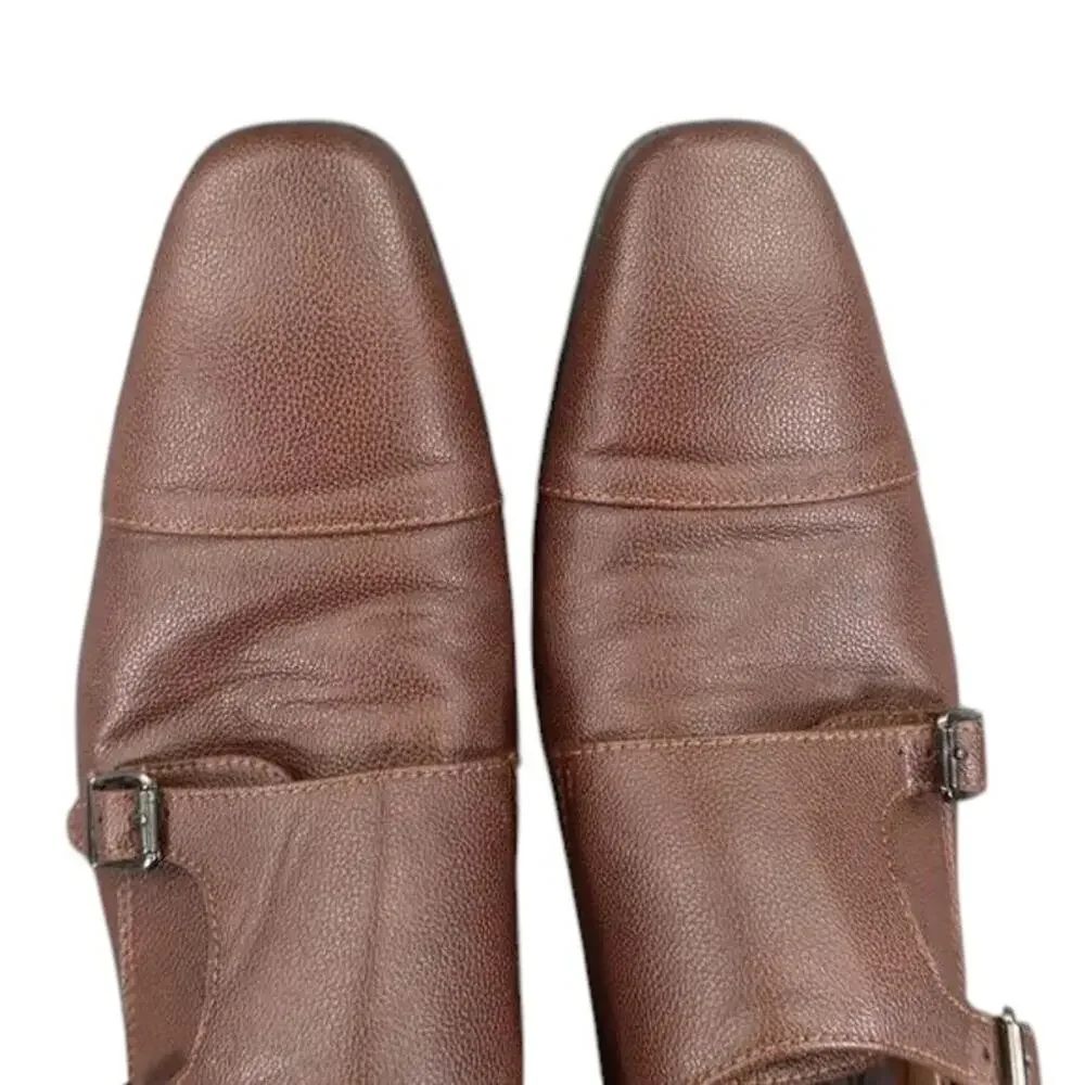 Madden Shoe Men 8.5 Oxford Double Monk Strap Buckle Cap Toe Classic Formal Brown